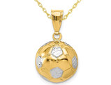 14K Yellow Gold Classic Soccer ball (Football) Charm Pendant Necklace with Chain